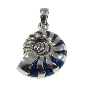 Solid 925 Sterling Silver Nautilus Spiral Shell Pendant, Sacred Geometry Jewelry, Logarithmic Phi Spiral, Symbol of Perfection