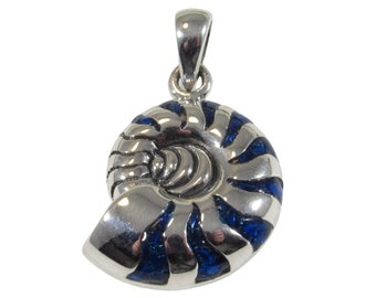 Solid 925 Sterling Silver Nautilus Spiral Shell Pendant, Sacred Geometry Jewelry, Logarithmic Phi Spiral, Symbol of Perfection