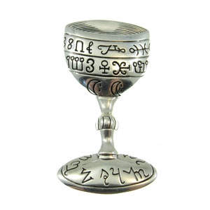 Solid 925 Sterling Silver Magic Chalice Pendant, Wiccan Ritual Spell Goblet, Pagan Alter Cup, Holy Grail Jewelry, Kiddush Cup Talisman
