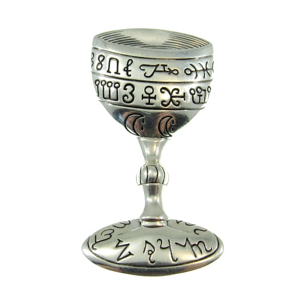 Solid 925 Sterling Silver Magic Chalice Pendant, Wiccan Ritual Spell Goblet, Pagan Alter Cup, Holy Grail Jewelry, Kiddush Cup Talisman