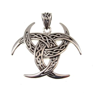 Solid 925 Sterling Silver Celtic Trinity Moons Pendant Triple - Etsy