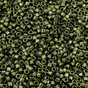 DB0011 11/0 Miyuki Metallic Olive Delica Seed Beads, 5 Grams Tube, 25 Grams Bag, DB11, DB-11 Japanese Glass Delicas for Jewelry Making