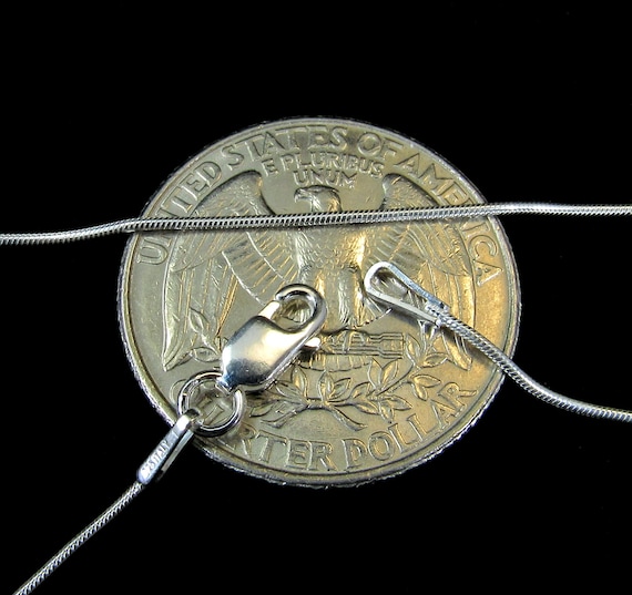 24 1mm, Vintage Italian Sterling Silver 925 Snake Chain Necklace, Stamped 925 Italy - Ireland