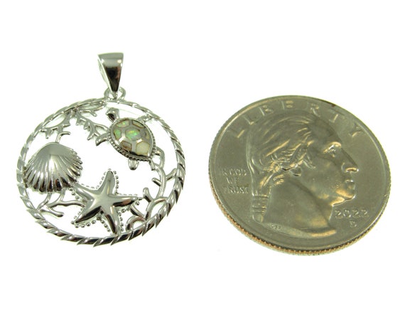 Sterling Silver Sea Life Opal Turtle Starfish Pendant Necklace Sterling Silver Sea Life Opal Turtle Starfish Pendant Necklace