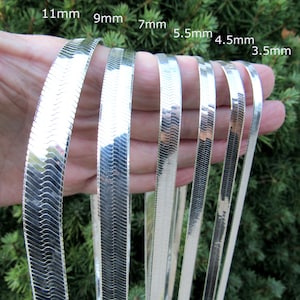 Cadena de espiga de plata esterlina 925 maciza, collar/pulsera italiana unisex, 3,5 mm - 11 mm, 7 - 30 pulgadas, regalo de joyería para mujer.