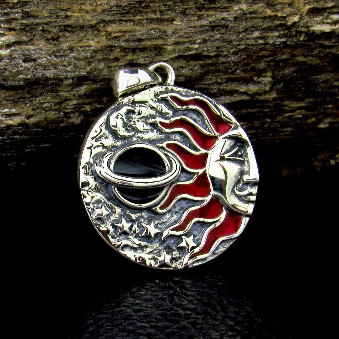 Solid 925 Sterling Silver Sun Face Pendant – Celestial Astrology ...