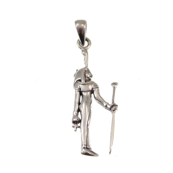 Solid 925 Sterling Silver Maat Ancient Egyptian Deity Pendant, Cosmic Order Goddess