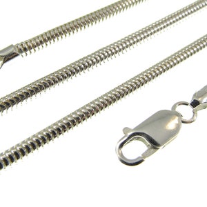 3MM Solid 925 Sterling Silver Italian Round Snake Chain, Unisex Necklace, Made in Italy, 16&quot; - 30&quot; Inches, for Men or Women