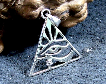 Solid 925 Sterling Silver Eye of Providence Pendant – Illuminati Triangle Necklace Amulet, Masonic Jewelry, Occult Symbol, Esoteric Gift