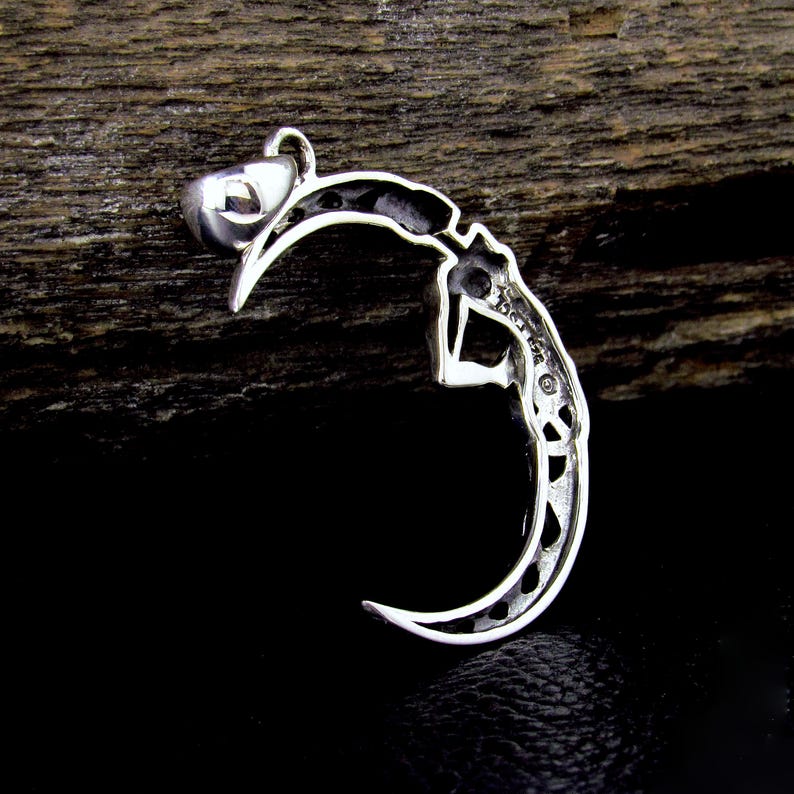 Solid 925 Sterling Silver Celtic Moon Goddess Pendant, Pagan Crescent ...