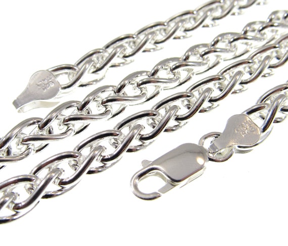 Men's Thick 6mm Silver Wheat Chain Necklace 22 Inches