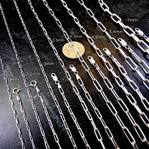 Solid 925 Sterling Silver Italian Paperclip Chain, Unisex Rectangle Link Necklace Bracelet, Staple Link Jewelry for Men & Women, Italy Made