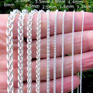 Solid 925 Sterling Silver Braided Wheat Chain Necklace, Italian Spiga Link Bracelet, Unisex Jewelry for Men and Women, Made in Italy