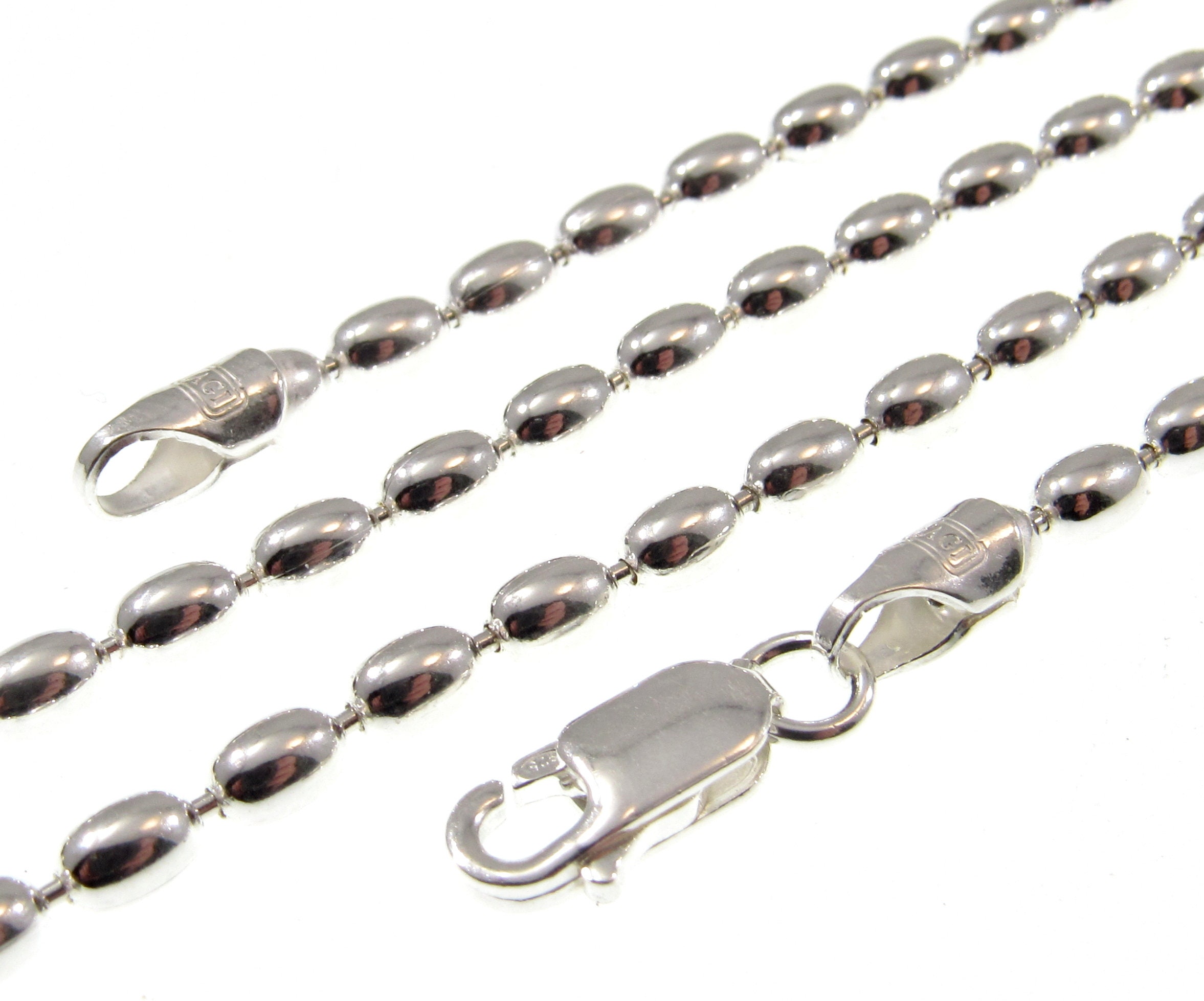 Sterling Silver Dog Tag Chain, 2mm Chain, 16-36 inch, Sterling Ball Chain, Sterling Silver Bead Chain, 925 Chain, Sterling Dog Tag Chain