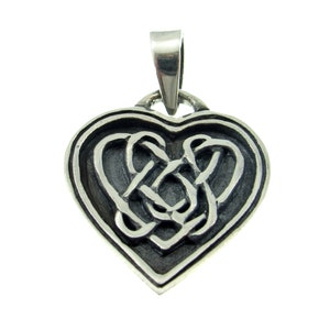 Solid 925 Sterling Silver Celtic Love Knot Heart Pendant, Handcrafted Gaelic Jewelry