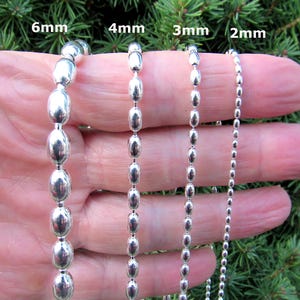 Massive 925 Sterling Silber Oval Perlenkette, Italienische Reis Perlenkette oder Armband, Unisex Stapel- und Schichtschmuck, 2 mm-6 mm, 8 "-36"