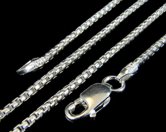 1.5MM Solid 925 Sterling Silver Italian ROUND Box Chain Necklace Made in Italy, Choose Length: 16" 18" 20" or 24" Inches