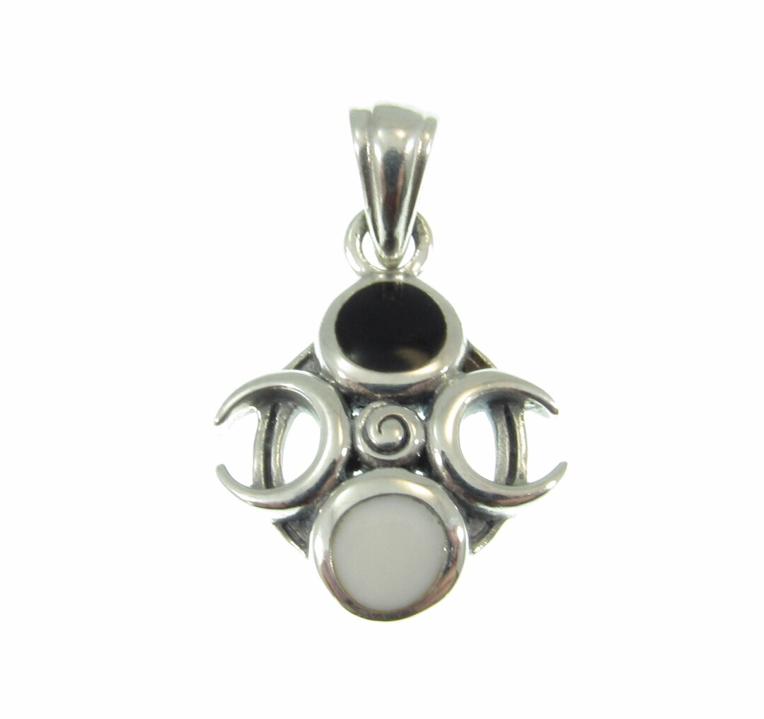 Solid 925 Sterling Silver Phases of the Crescent Moon Celestial Pendant ...