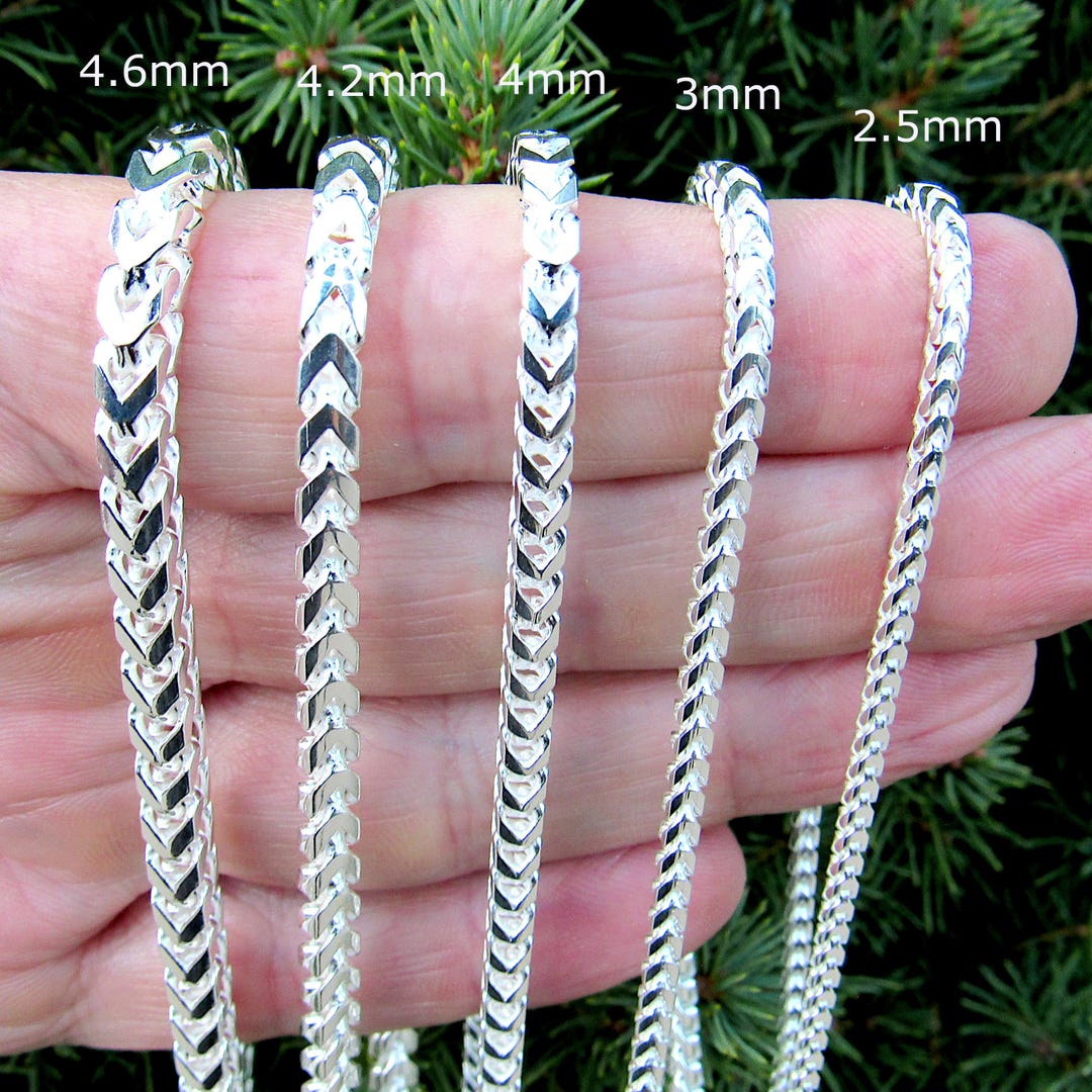 Sterlingsilber Massiv 2.5mm Diamantschliff Franco Kette W