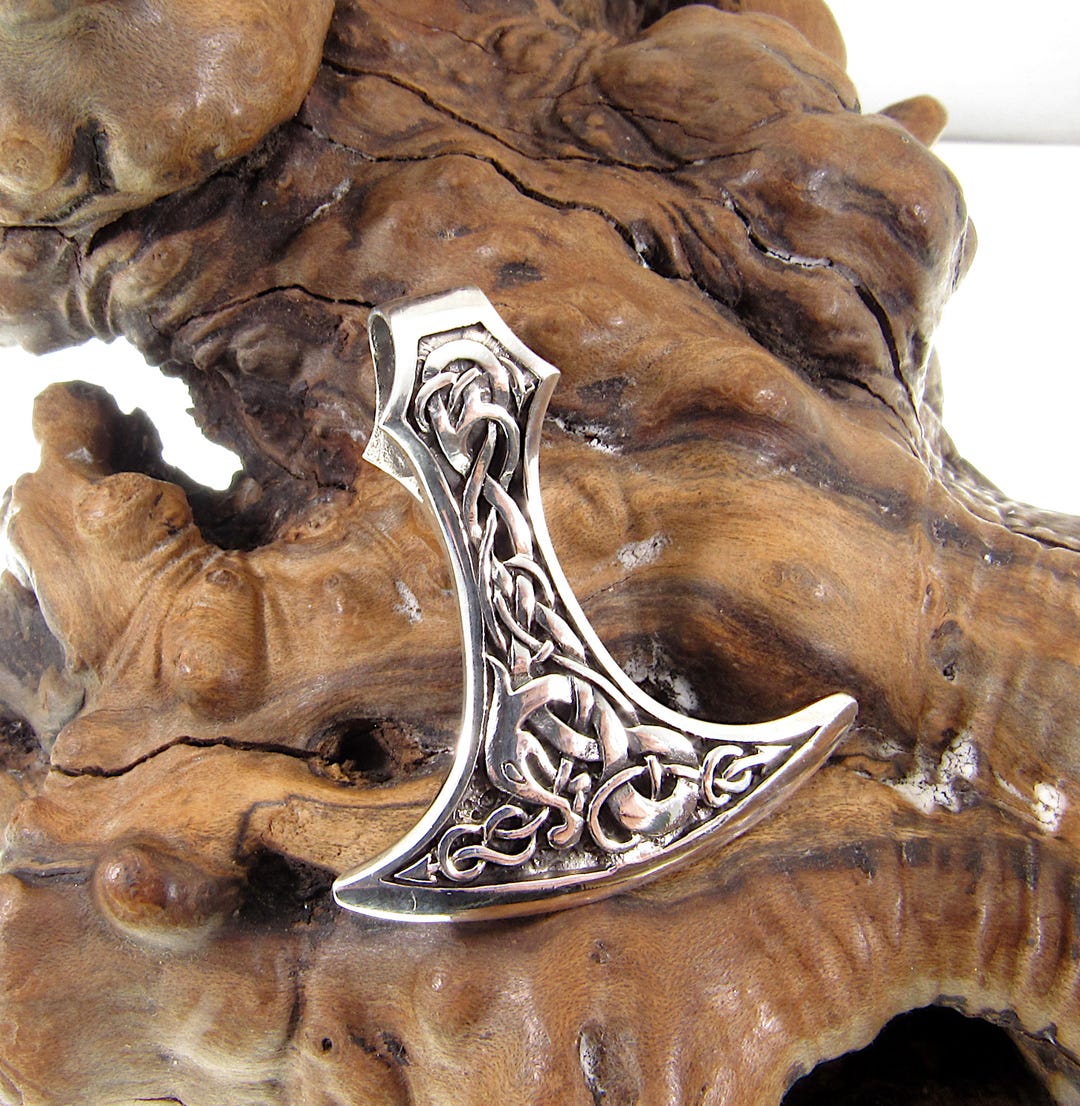 Solid 925 Sterling Silver Celtic Thor's Hammer Slide Pendant - Mjollnir ...