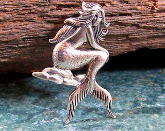 Solid 925 Sterling Silver Mermaid Pendant, Ocean Goddess Jewelry, Mythical Sea Siren, Nautical Charm, Fantasy Beachcore Necklace Pendant