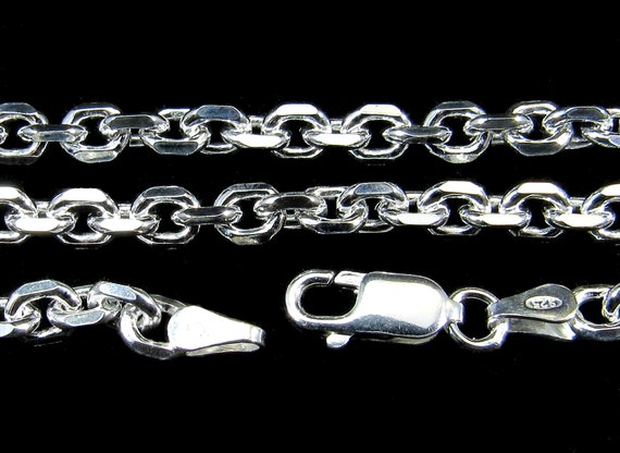 Handmade 925 Sterling Silver Anchor Chain Necklace Italian Cable