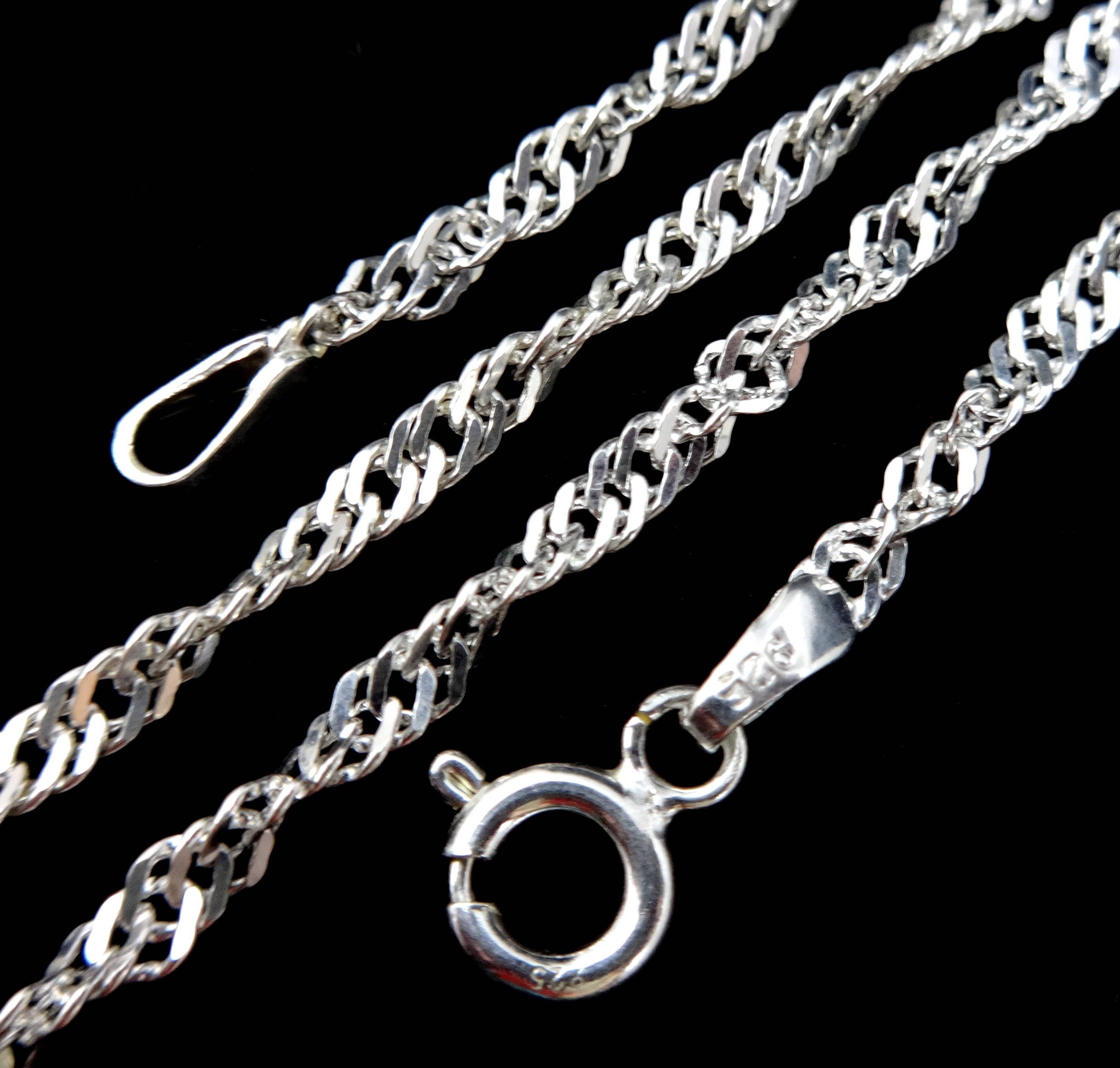 2.4mm Rope Chain Necklace, Sterling Silver, Men's Necklaces