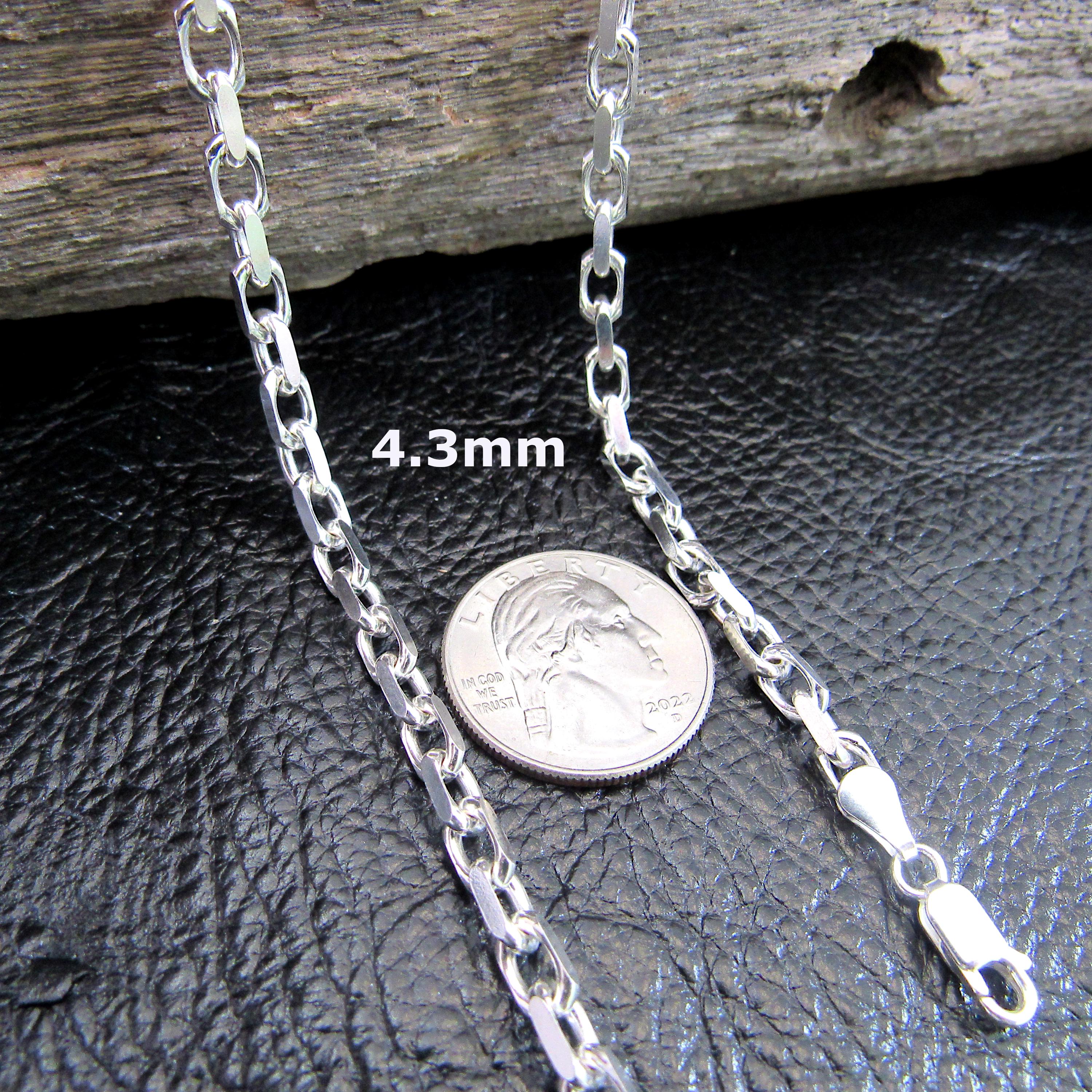 Solid 925 Sterling Silver Anchor Chain, Diamond Cut, Men