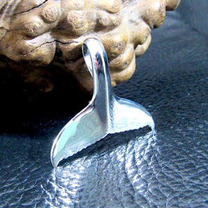 Solid 925 Sterling Silver 3D Whale Tail Slide Pendant - Handcrafted Nautical Jewelry Charm - Unique Design - Ocean & Sea Lover&#39;s Gift Idea