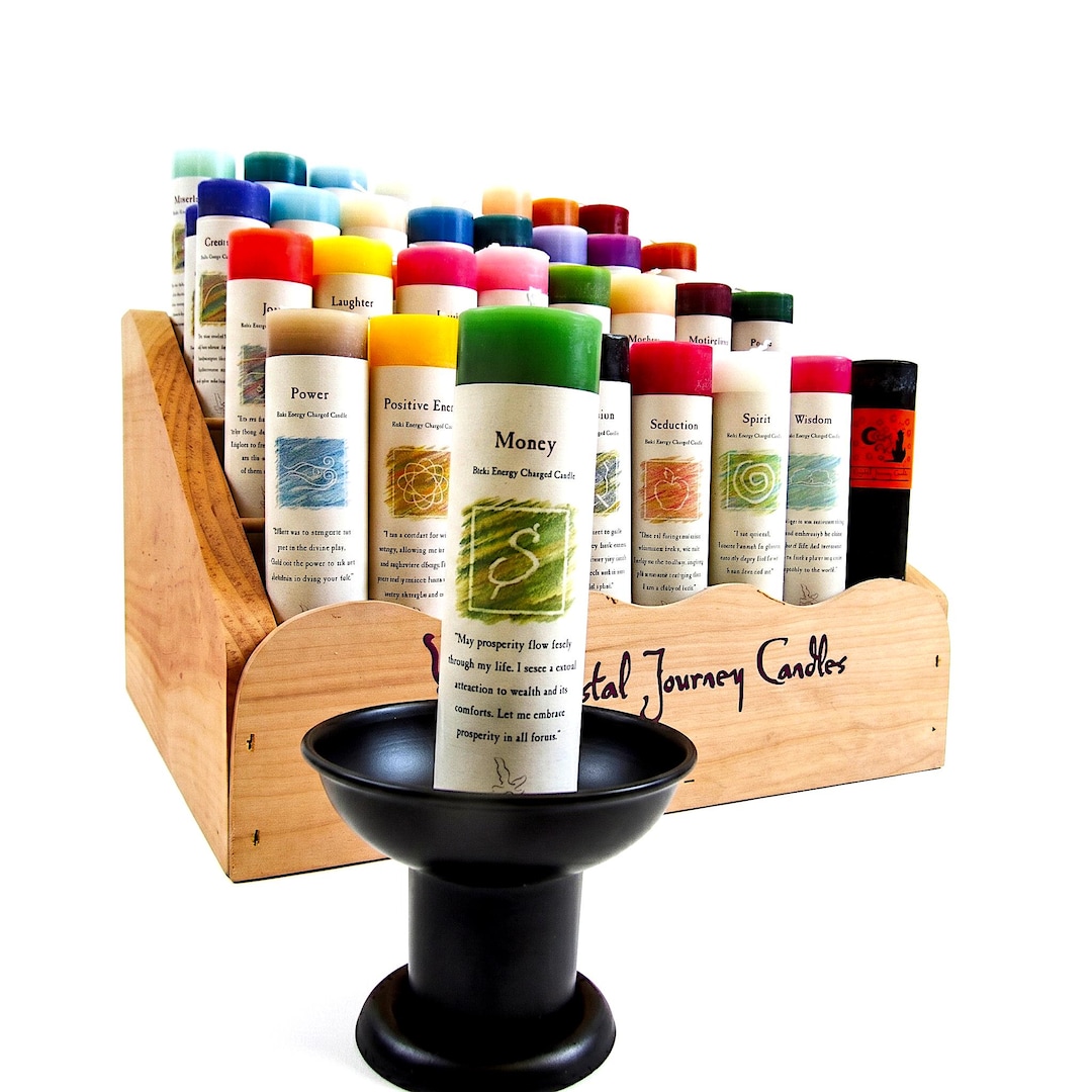 Reiki Charged Intention Candles, 7" Herbal Scented Manifestation Candle ...