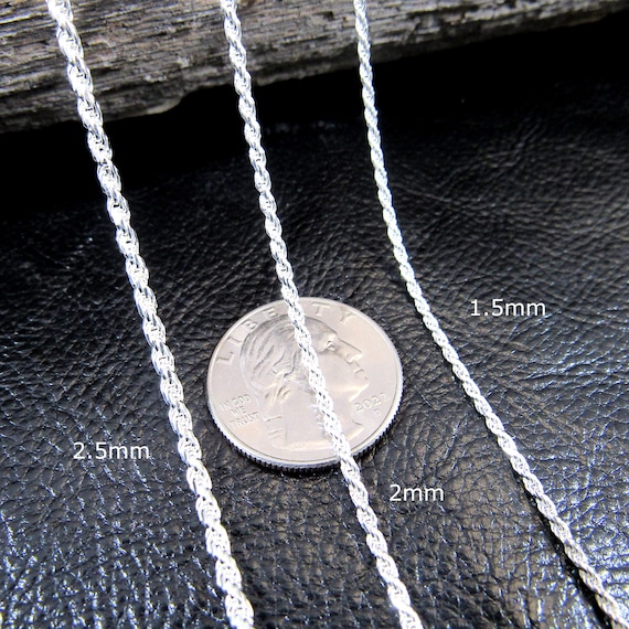 925 Sterling Silver Thin French Rope Chain Necklace - Made In Italy (Spring Ring Closure)