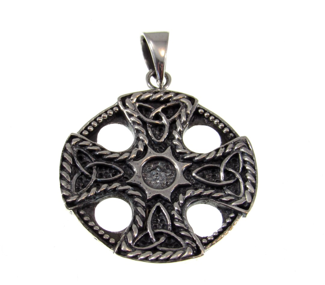 Solid 925 Sterling Silver Celtic Trinity Knot Iron Cross Pendant - Etsy