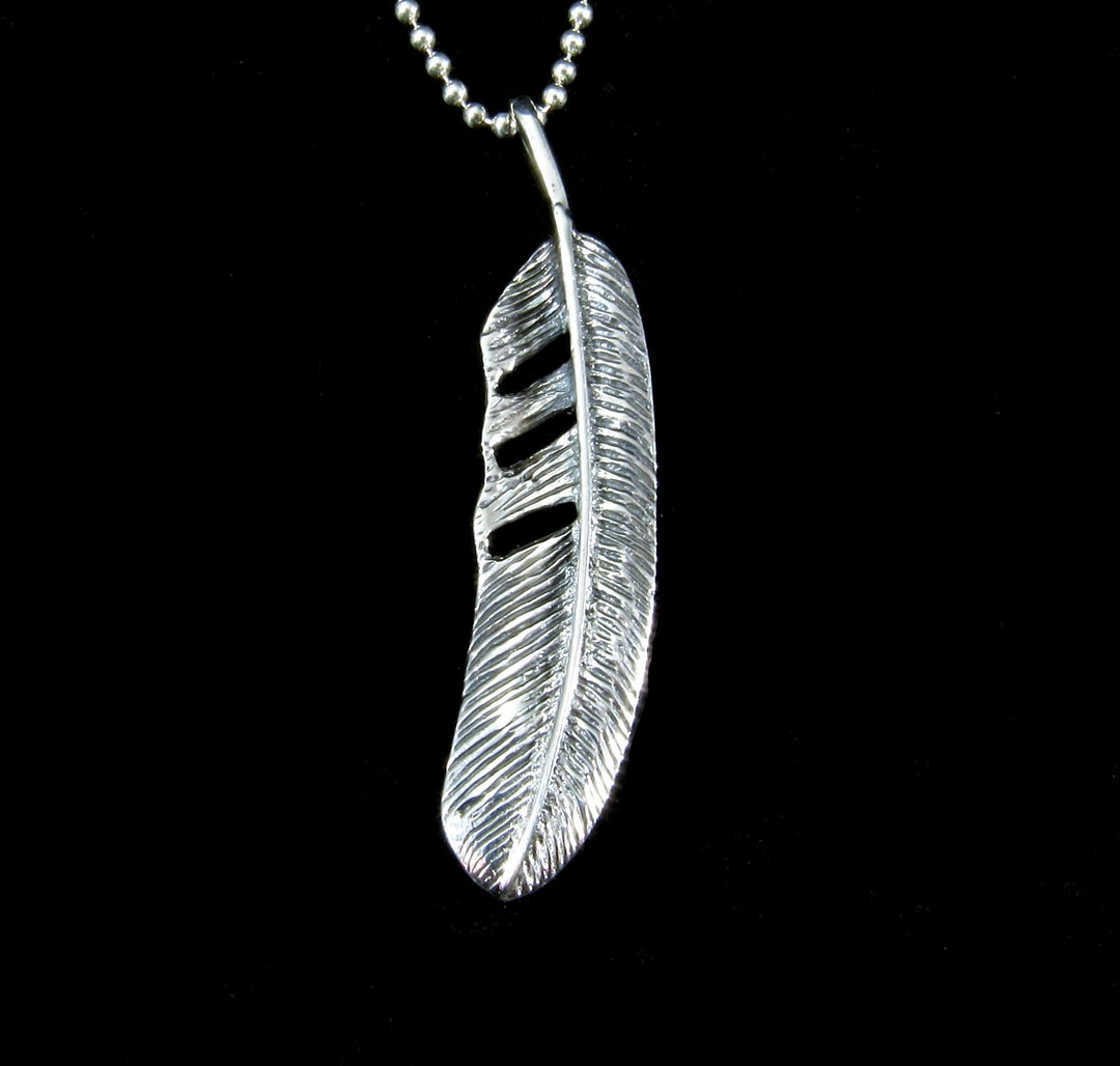 Large Handcrafted Solid 925 Sterling Silver Eagle Feather - Etsy