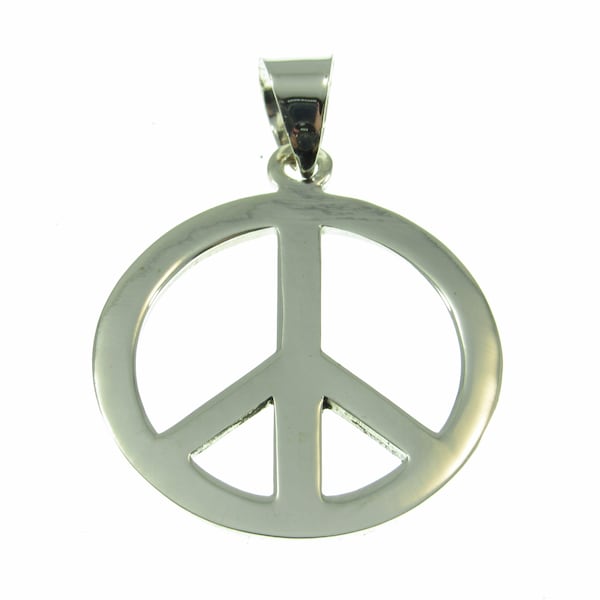 Solid 925 Sterling Silver Peace Sign Pendant, Handcrafted Hippie Jewelry