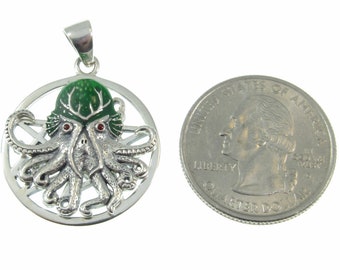 Solid 925 Sterling Silver Mythic Cthulhu by Oberon Zell Pendant 