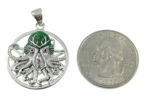 Solid 925 Sterling Silver Mythic Cthulhu by Oberon Zell Pendant 