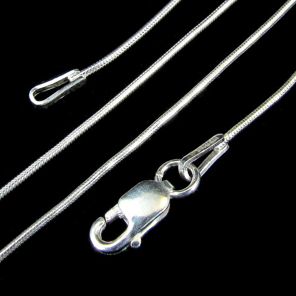 0.8MM Solid 925 Sterling Silver Dainty Italian Round Snake Chain Necklace, Made in Italy, 16" 18" 20" 22" 24" Inches, for Small Pendants