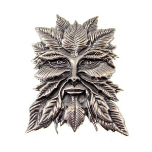Solid 925 Sterling Silver Green Man Slide Pendant, Celtic Cernunnos Magick Amulet, Symbol of Rebirth