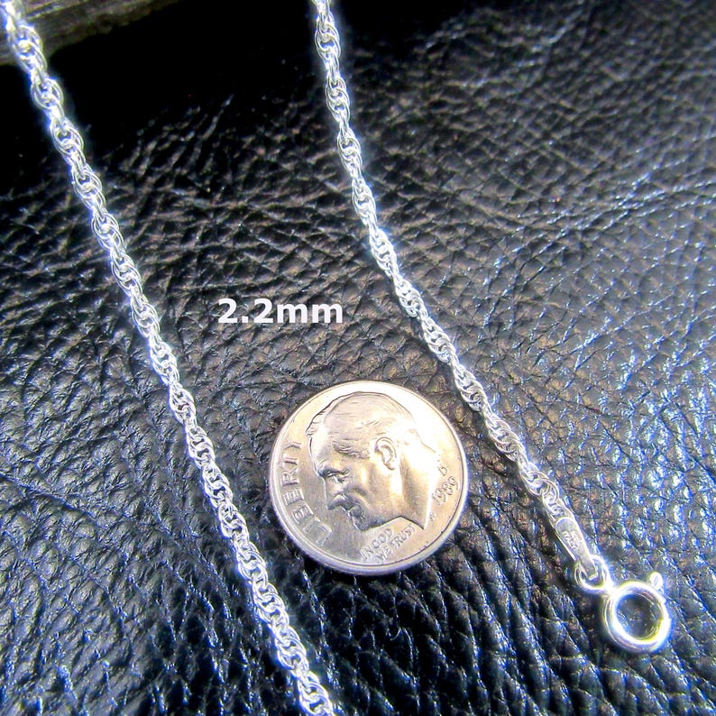 Massive 925 Sterling Silber Italienische Twisted Seil Kette, Lose Seil Halskette für Frauen, Feiner Schmuck Geschenk für Frauen, Made in Italy 2.2MM