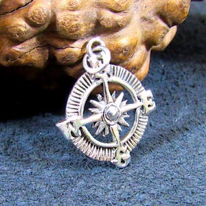 Solid 925 Sterling Silver Compass Pendant – Nautical Rose of the Winds Symbol – Nautical Silver Charm – Directional North Star Jewelry Gift