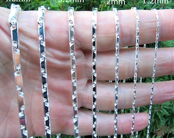 Solid 925 Sterling Silver Heshe Chain / Italian Unisex He-She Bracelet or Necklace, Industrial Jewelry for Men / Women, 1.2mm-4.6mm, 7"-30"