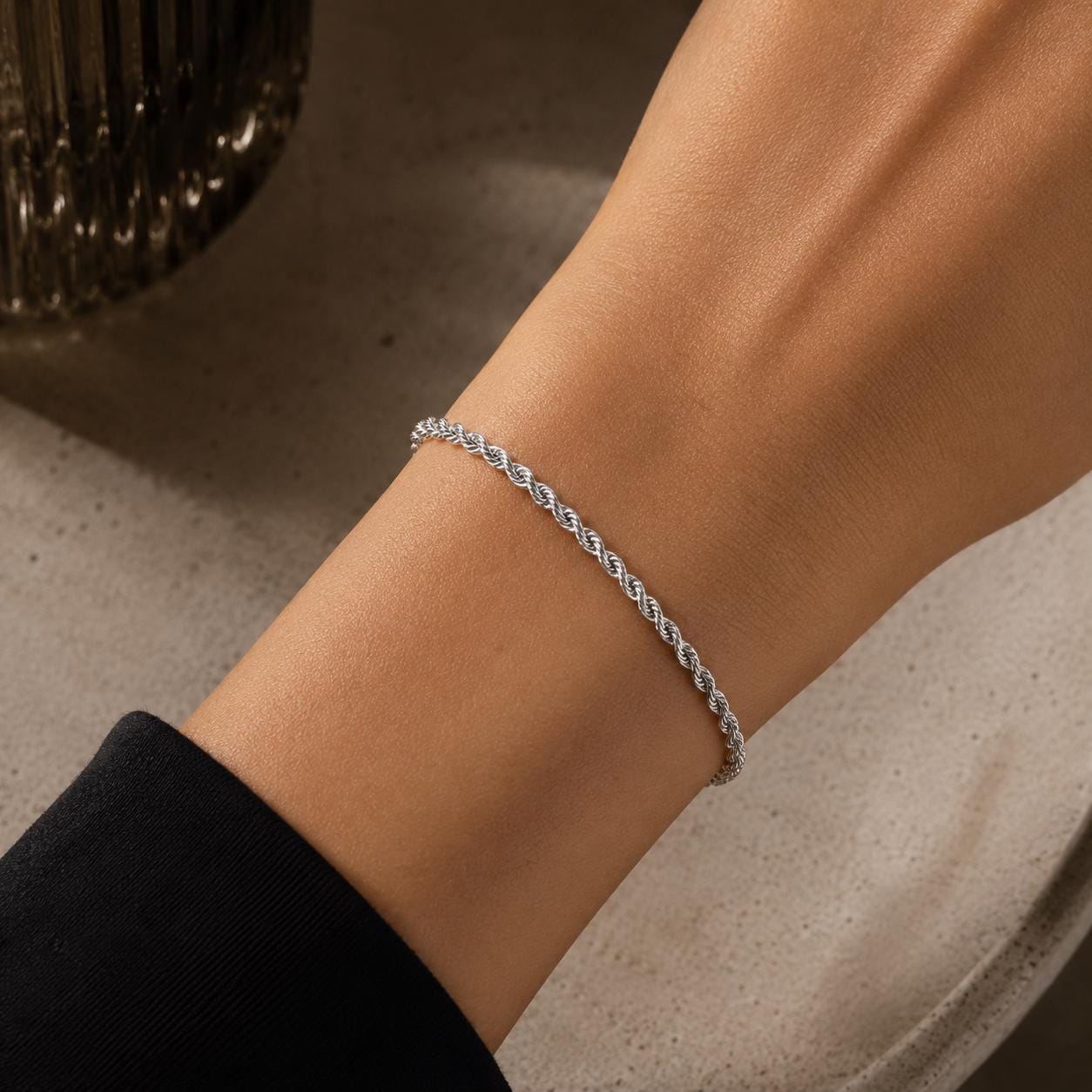 2.5MM Italian Diamond Cut Rope Chain, Solid 925 Sterling Silver