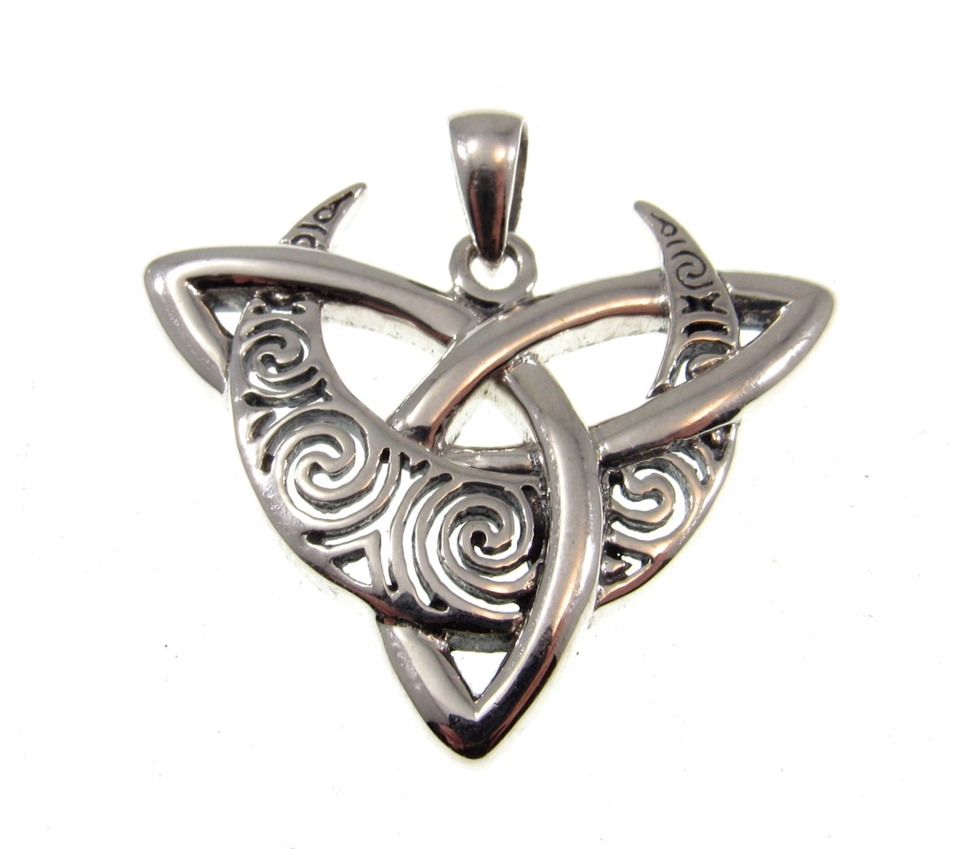 Solid 925 Sterling Silver Celtic Trinity Moon Pendant by Celebrated ...
