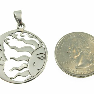 Solid 925 Sterling Silver Sun Moon Face Pendant, Celestial Necklace ...