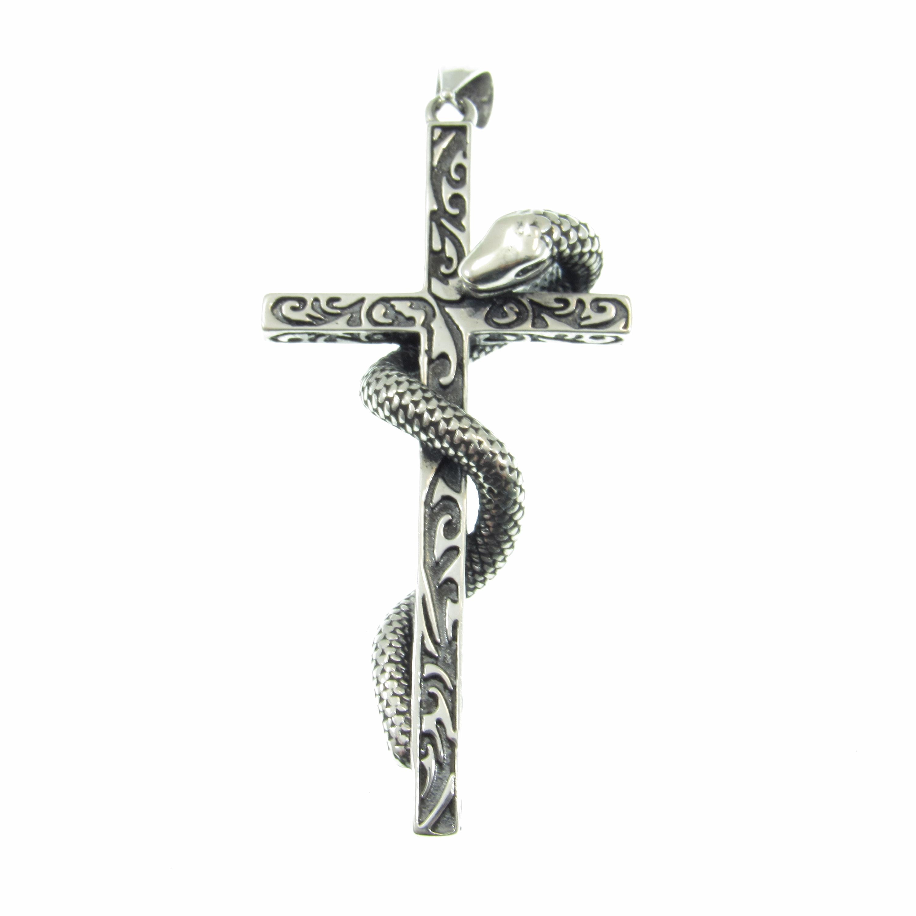 アクセサリー vintage silver925 snake cross pendant Vintage 925 Sterling Silver & Brass Snake Cross Pendant Gothic
