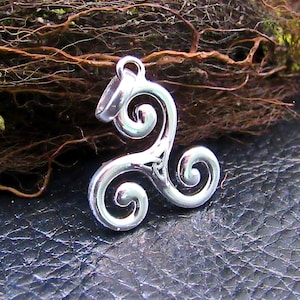 Solid 925 Sterling Silver Triskelion Pendant – Celtic Trinity Knot Spiral Necklace Charm