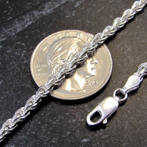 Solid 925 Sterling Silver Italian Rope Chain Necklace, Diamond Cut, Made in Italy, All Sizes for Men and Women 3.5mm