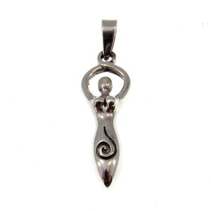 Solid 925 Sterling Silver Spiral Goddess Pendant, Handcrafted Wiccan Pagan Devine Symbol of Feminism