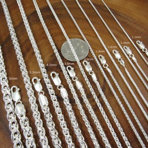 Solid 925 Sterling Silver Braided Wheat Chain, Italian Spiga Bracelet or Necklace, Fine Jewelry for Men and Women, All Sizes, Made in Italy