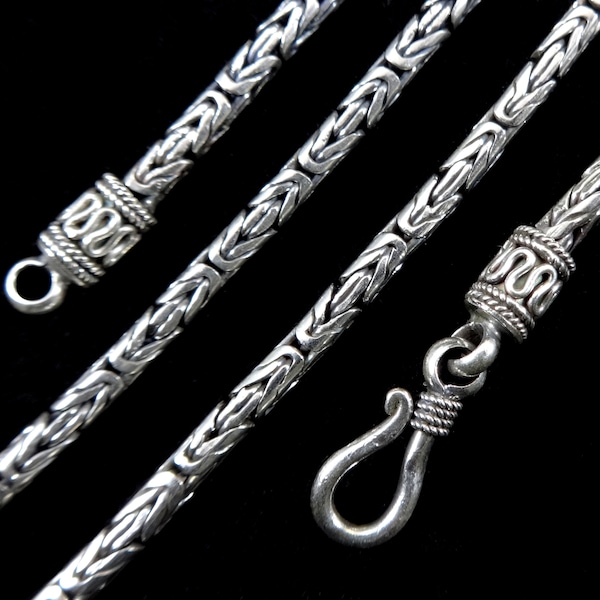 Handmade 2.5mm Solid 925 Sterling Silver Balinese BYZANTINE Borobudur Link Chain Necklace Bracelet 7.5 8 9 16 18 20 22 24 26 28 or 30 Inches